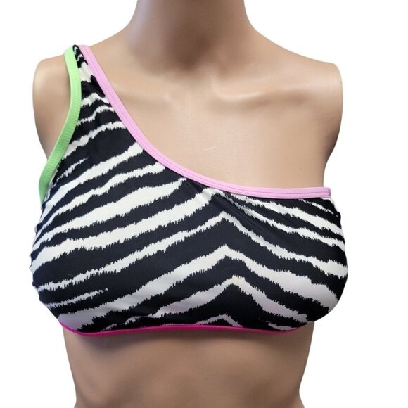CALIFORNIA Waves Juniors Printed Asymmetric Bi Black White Print Large - Picture 1 of 6